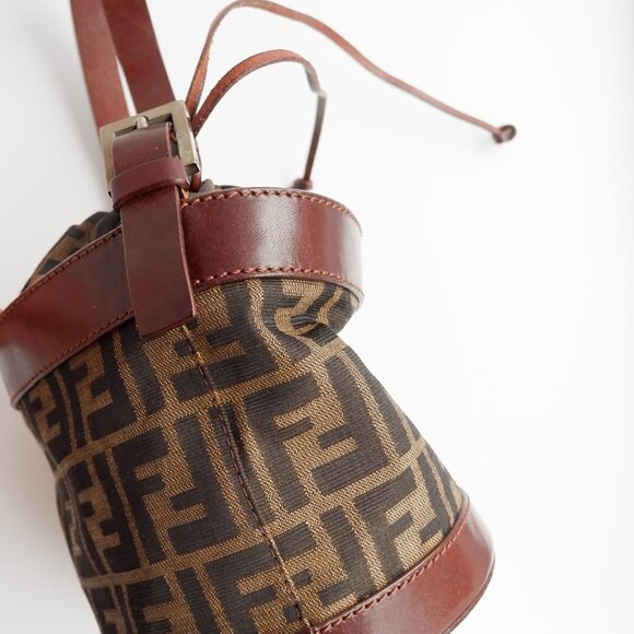 Authentic Preowned Vintage Fendi Brown Zucca Bucket Handbag - Picture 8 of 16